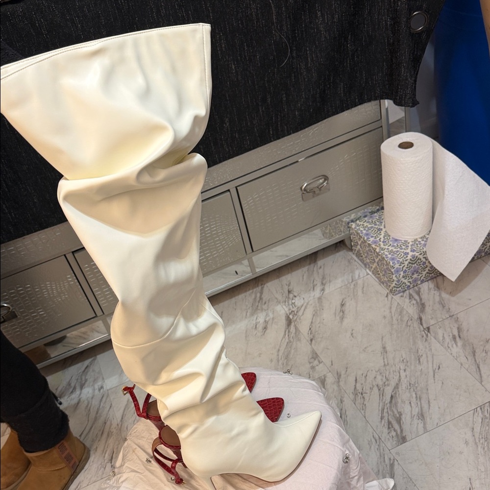 Cream Heeled Boots